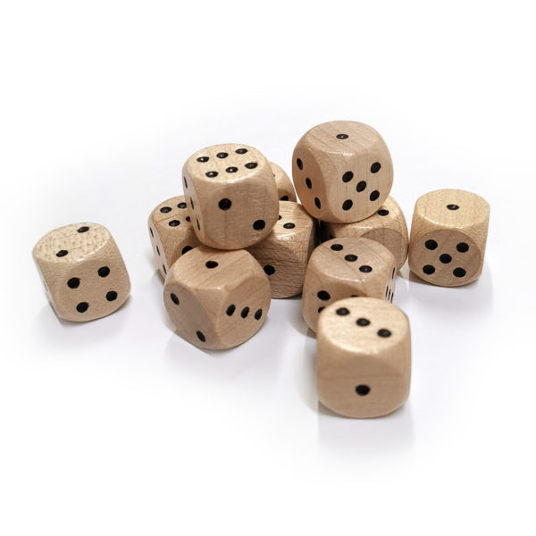 013 - Wooden 6 sided dice - 14mm
